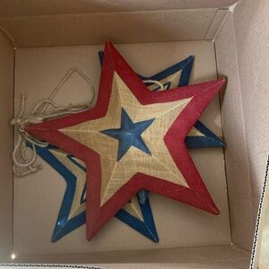 Pottery Barn Americana Burlap Stars Set 3